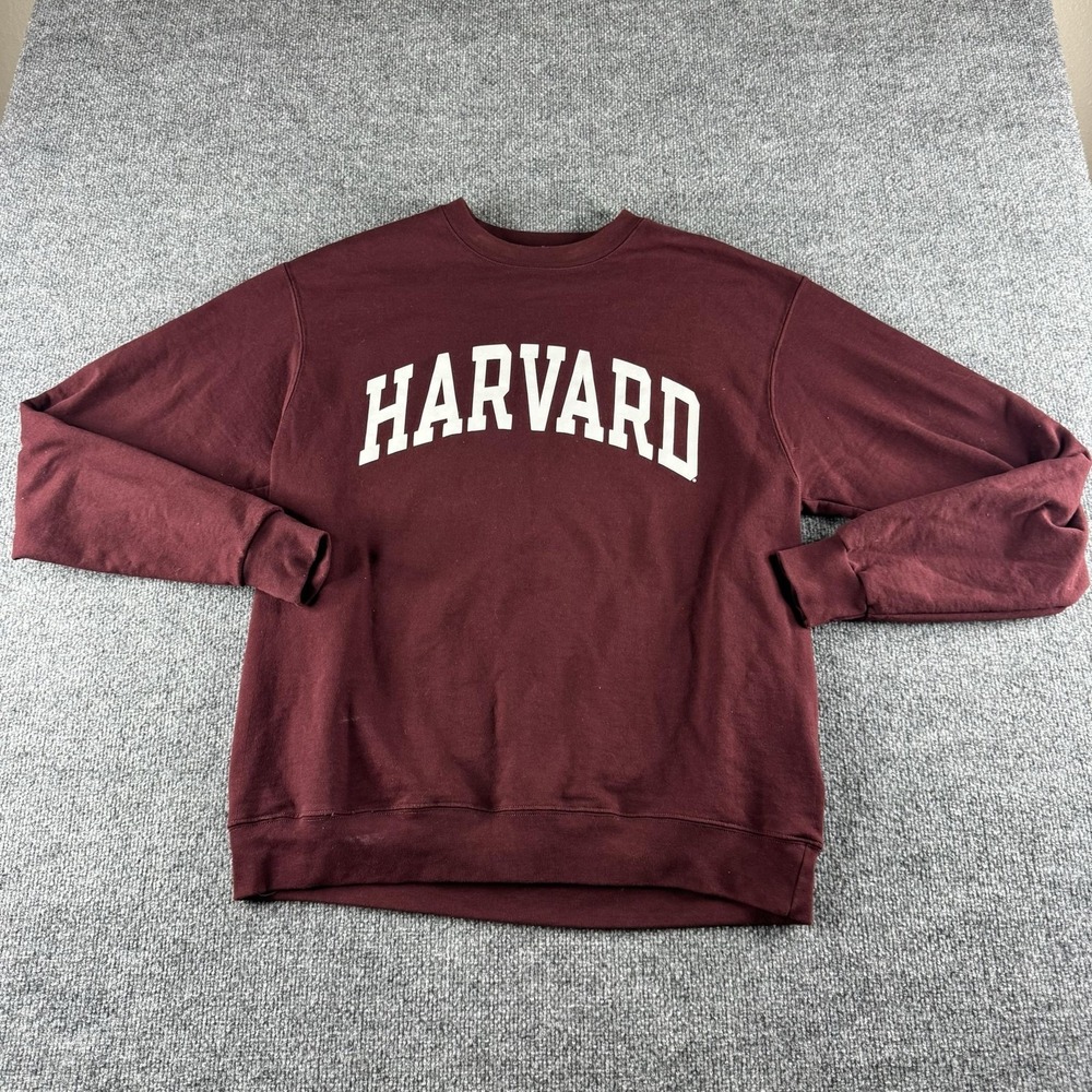 Champion‎ Sweatshirt Mens L Red Fleece Crew Neck Pullover Harvard University